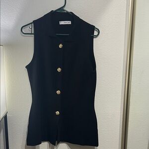 Mango Black Vest with Gold Buttons